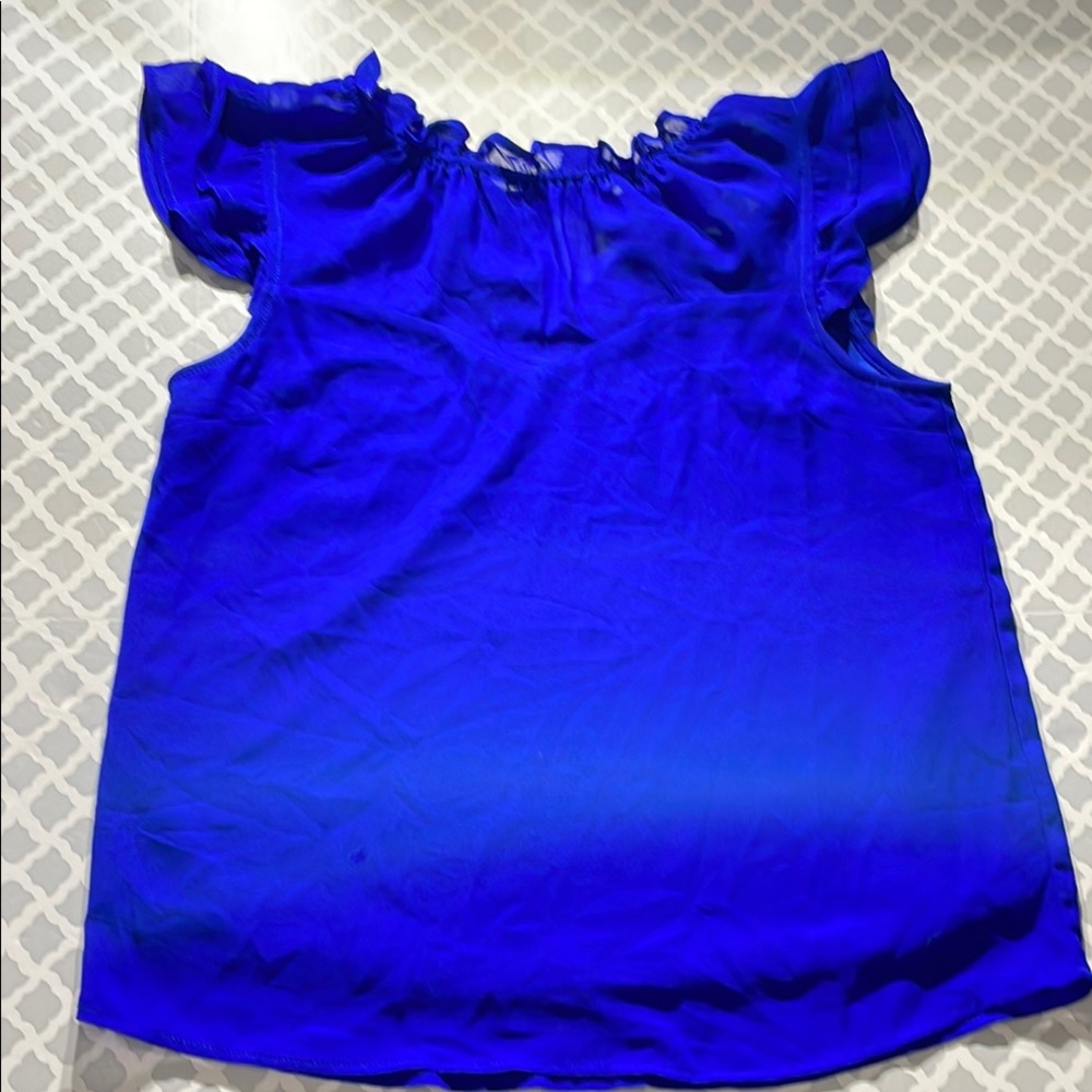 Women's Royal Blue Ruffle Sleeve Top